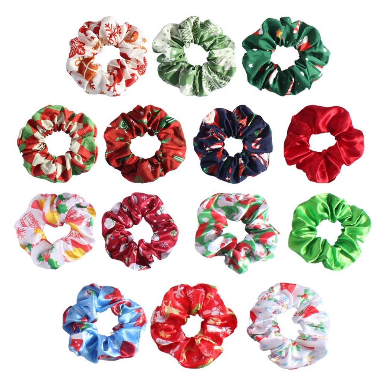 14 Pcs Christmas Scrunchies Silk Scrunchies Satin Hair Ties Soft Elastic Hair Bands Christmas Hair Scrunchy Hair Accessories for Women Girls